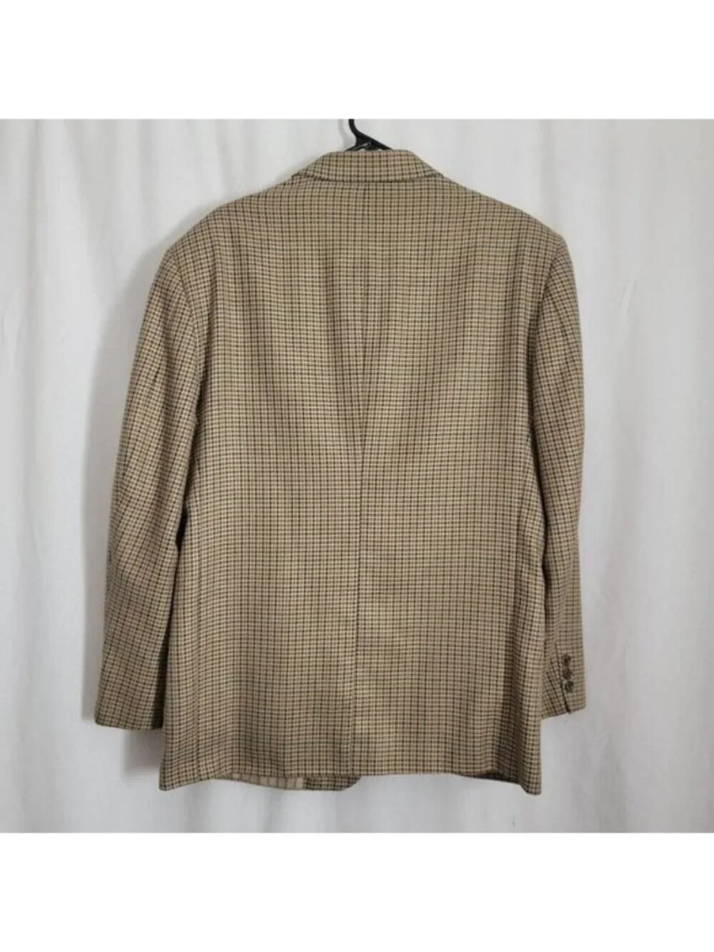 Hunting Horn J. Riggings Sport Coat Jacket Houndstooth Men's 42R Poly Wool Silk